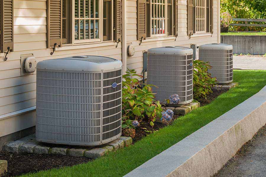Residential AC systems with warning signs