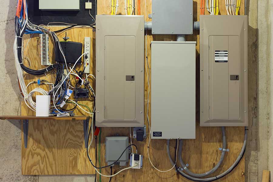Exposed electrical wiring during panel repair service