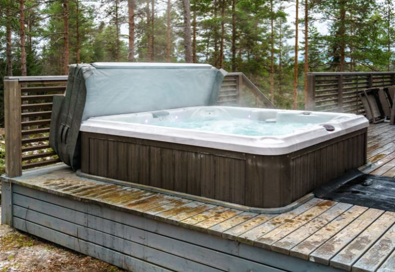 Hot tub wiring and electrical installation in progress