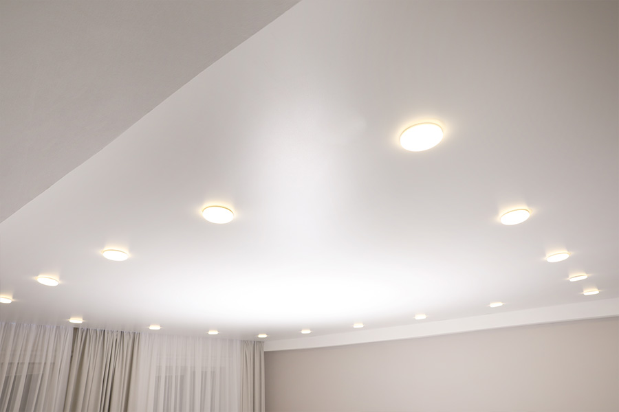 Completed indoor lighting installation