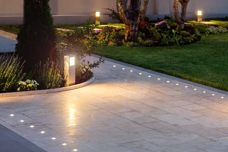 Completed outdoor lighting installation