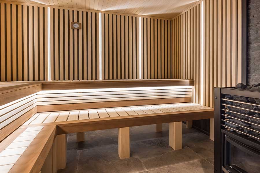Finished sauna wiring and electrical installation